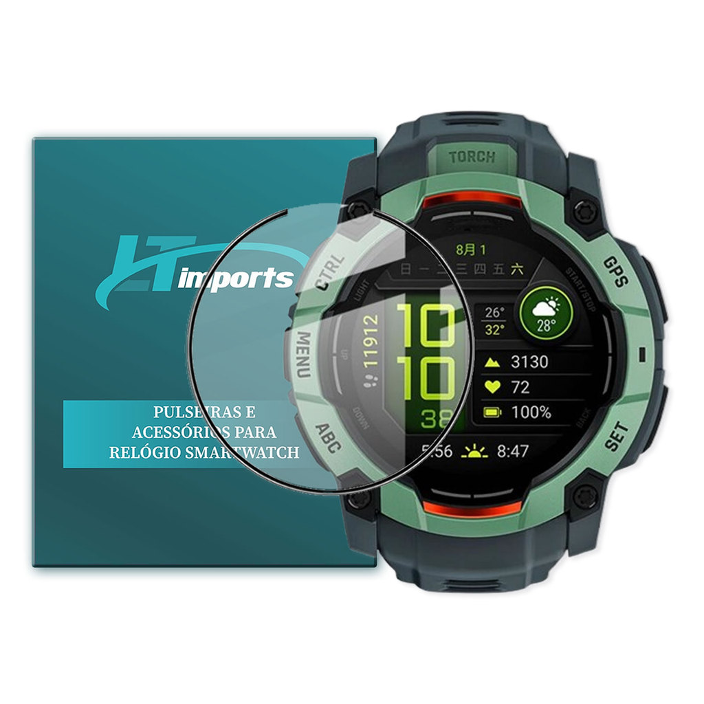 Película 3D FlexyGlass PMMA LTIMPORTS compatível com Garmin Instinct 3 Solar 50mm