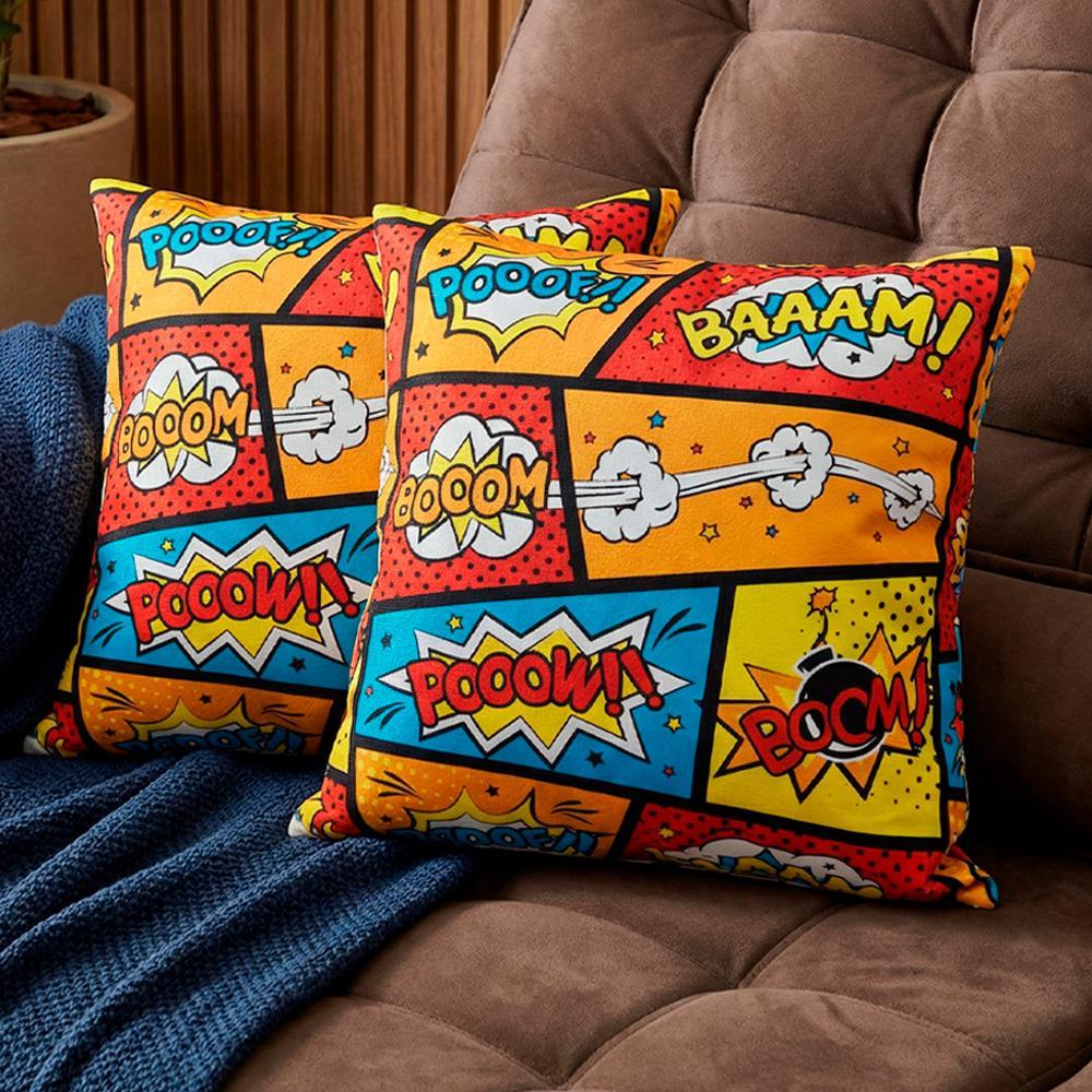 Almofadas Kit Plumie. de 45x45cm 2 Uni Estampadas Cama inBox em Oferta na Shopee