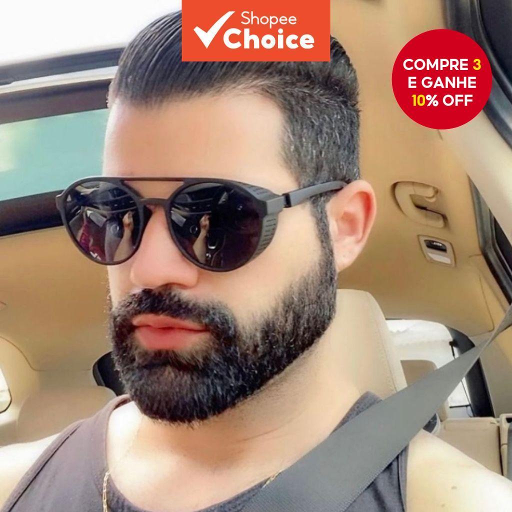 Óculos De Sol Steampunk Redondos Retrô Ponte Dupla À Prova De Vento Para Homens E Mulheres em Oferta na Shopee