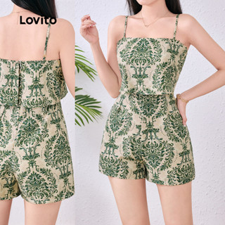 Lovito Macacão Boho Verão/primavera Com Estampa Tribal E Camada Dupla Para Mulheres L124AD940 em Oferta na Shopee
