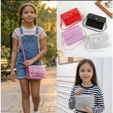 Bolsa Infantil Feminina Pequena Bolsinha Brilhante Transversal Dia a Dia Cores Neon Candy