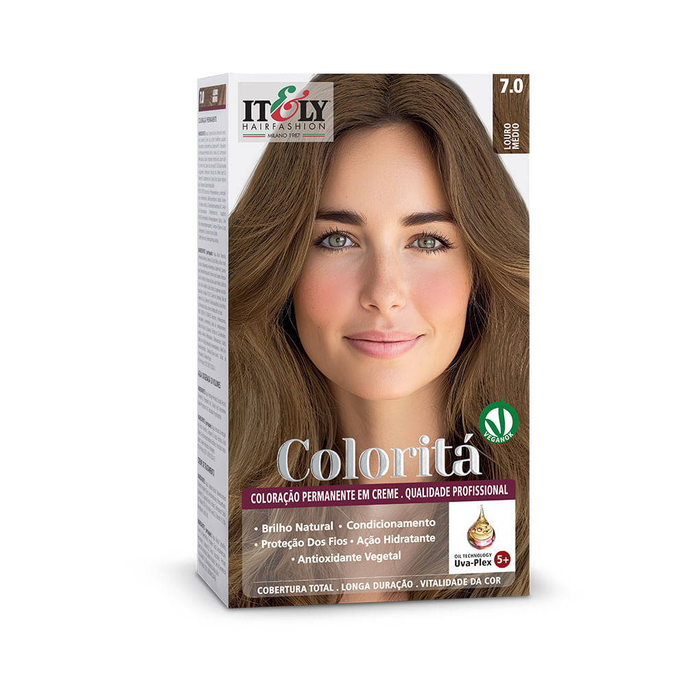 Tinta de Cabelo Coloritá Itely Louro Médio 7.0 em Oferta na Shopee