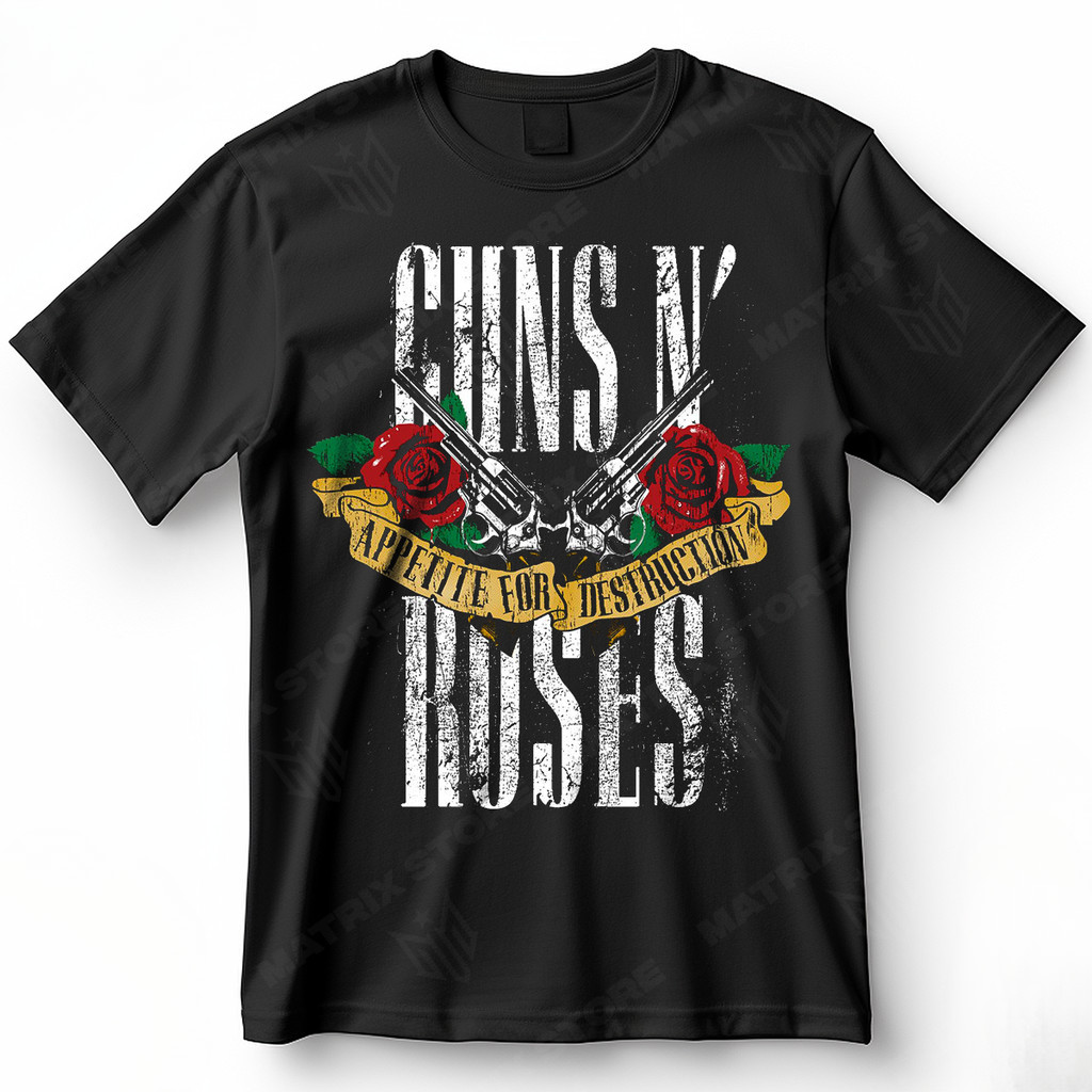 [Camiseta Premium em Algodão Puro]VU Camisa Guns N Roses Appetite For Destruction Rock & Roll Blusa Camiseta de Rock 100 em Oferta na Shopee