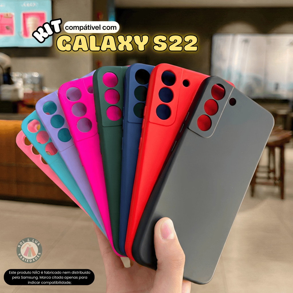 Kit compatível com Galaxy S22 Capa Capinha + Película 3D Cerâmica Privacidade Câ