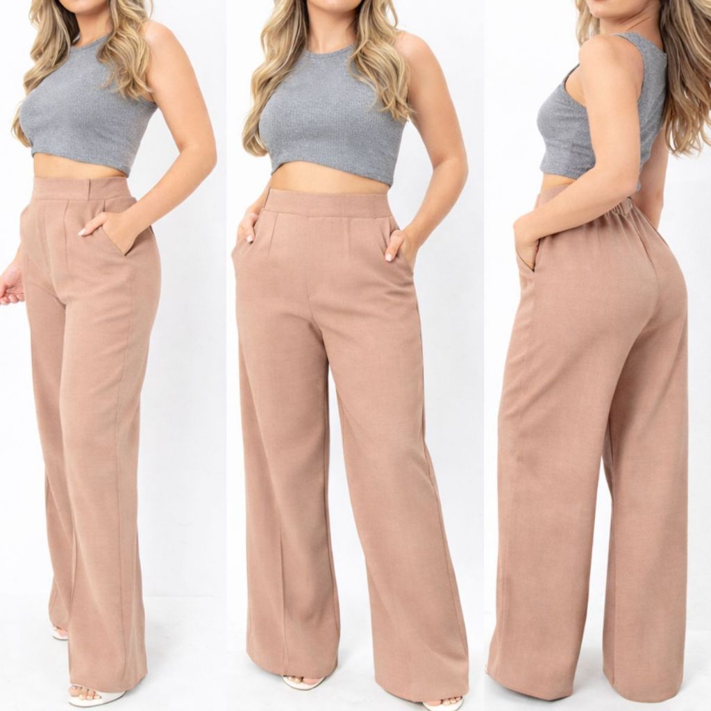 Kit  Pantalona de LINHO com bolso Cintura Alta Elegante PROMOCAO