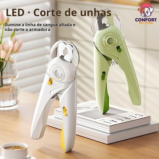 Cortador de Unha Pet com Luz LED e Trava de Segurança Cortador De Unhas Para Cães e Gatos Kit Alicate e Lixa Com Luz