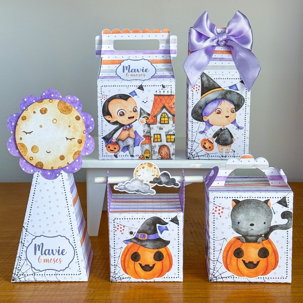 Kit Personalizados HALLOWEN PEGUE E MONTE  Lembrancinhas para festa/Aniversário/caixinha