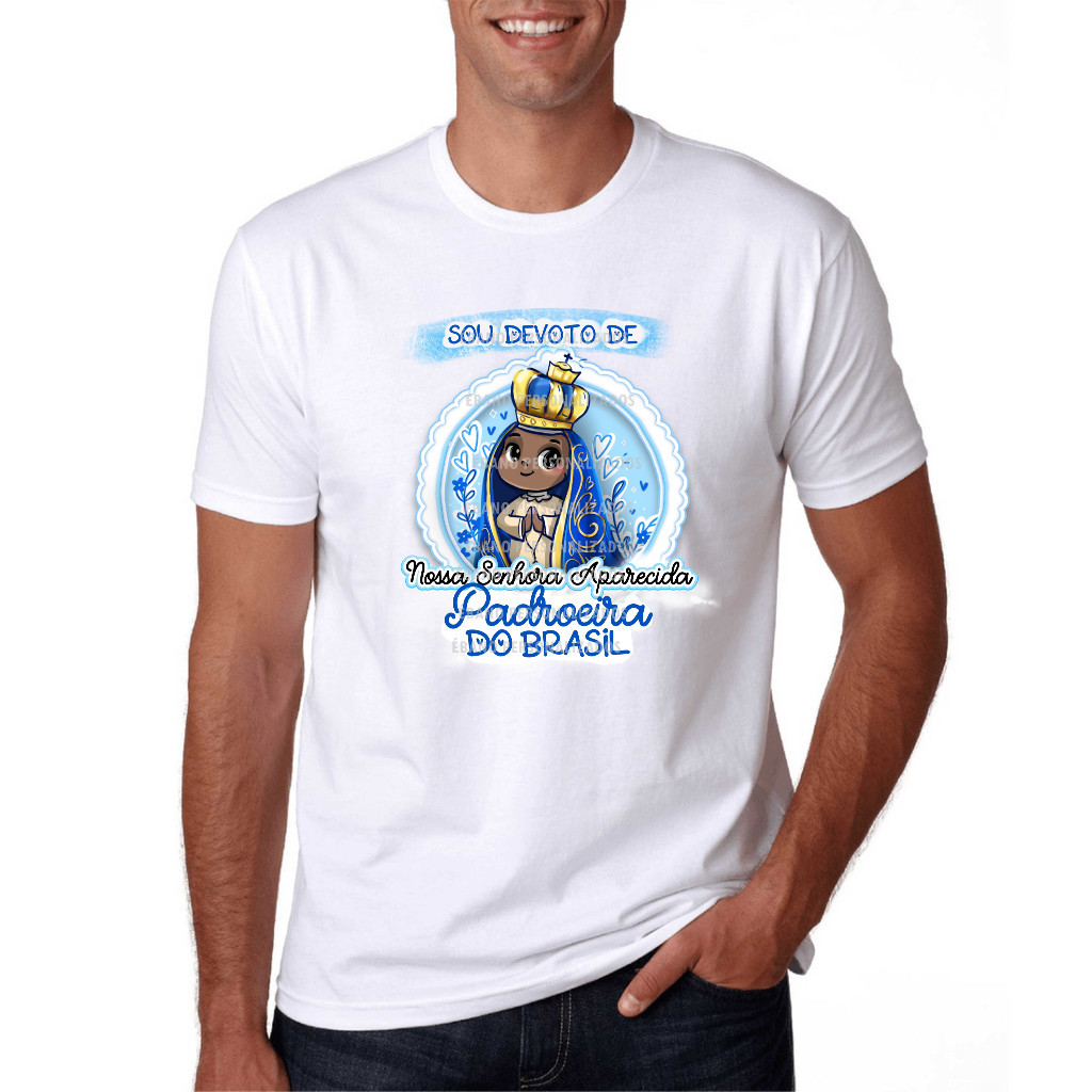 Linda Camiseta Premium t-shirt T-shirt  Sou Devoto de Nossa Senhora Aparecida Padroeira do Brasil  Envio Rapido Postagem