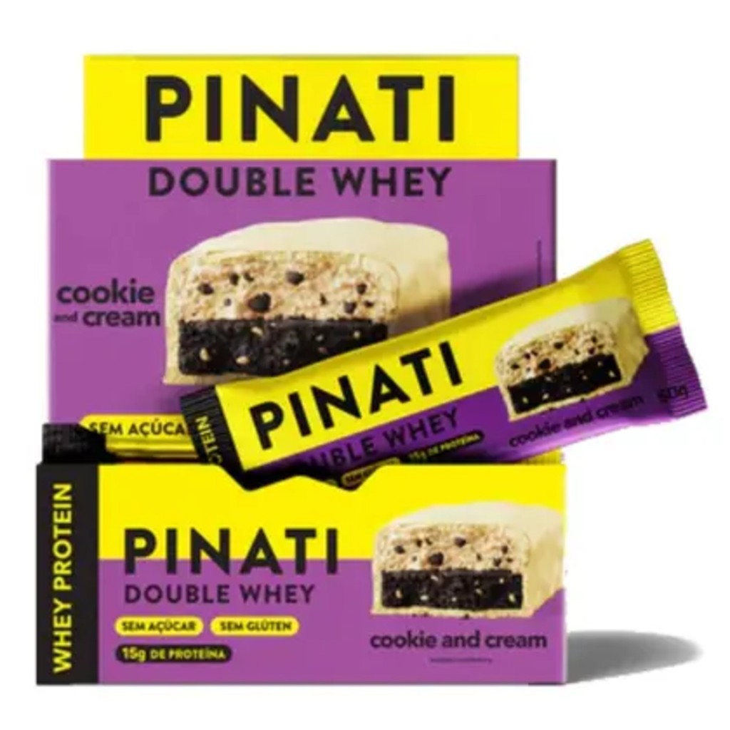Kit 18 Barra PINATI Double Whey 15g Cookies & Cream 50g