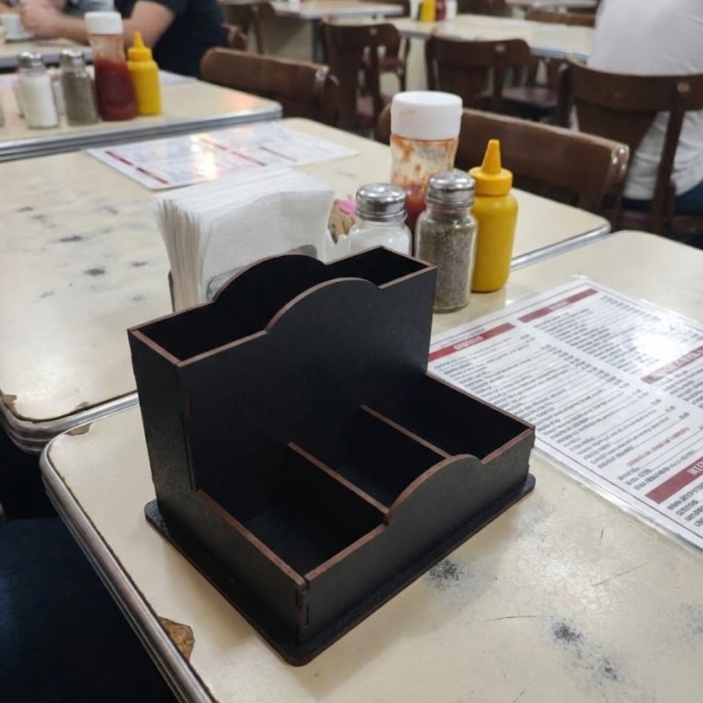 Kit 10 Porta-Guardanapo em MDF com Divisórias Preto