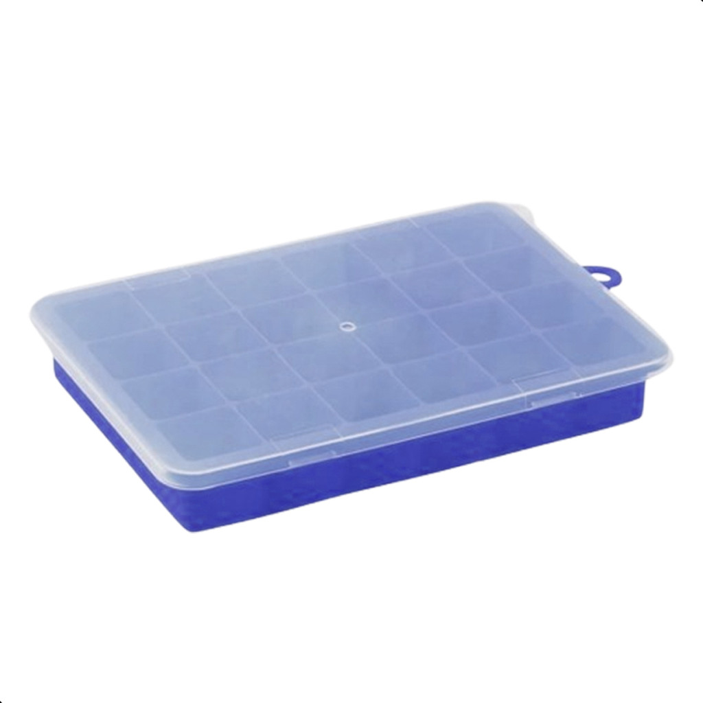 Forma de Silicone Flexível Para Gelo Papinhas Com Tampa 24 Cubos Drinks Caipirinha Sucos Utensílio Cozinha Bar Molde