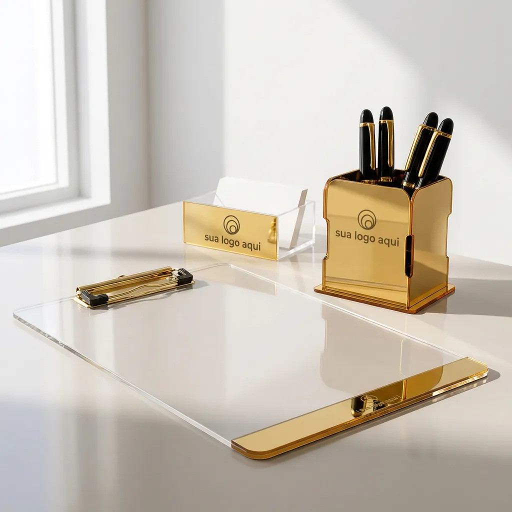 Kit Escritório Personalizado Prancheta Porta Caneta Cartões Clínica Consultório Médico