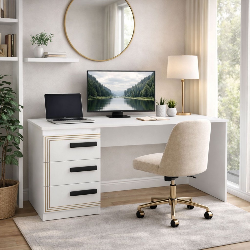 Mesa para Escritório Valência 3 Gavetas - Politorno