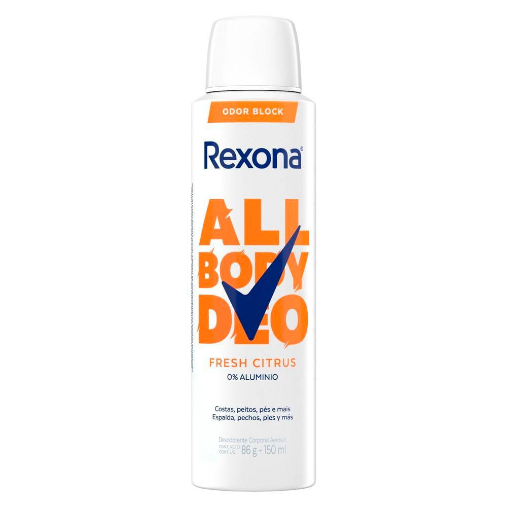 Desodorante Rexona Corporal All Body Deo Fresh Citrus Aerossol 150ml em Oferta na Shopee
