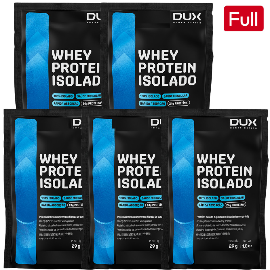 KIT 5 UNID DUX WHEY PROTEIN ISOLADO WPI SACHE 30G - SORTIDOS