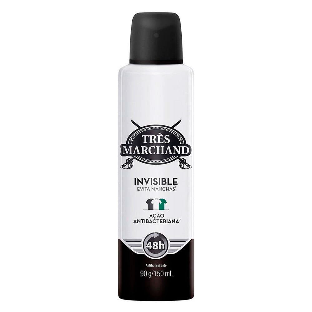 Desodorante Aerossol Antitranspirante Très Marchand Invisible 150ml em Oferta na Shopee