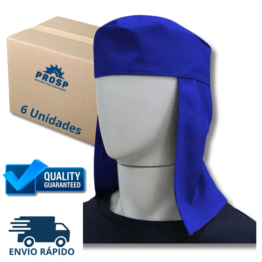 Kit 6 Touca Soldador Azul Royal em Brim Proteção e Conforto na Solda