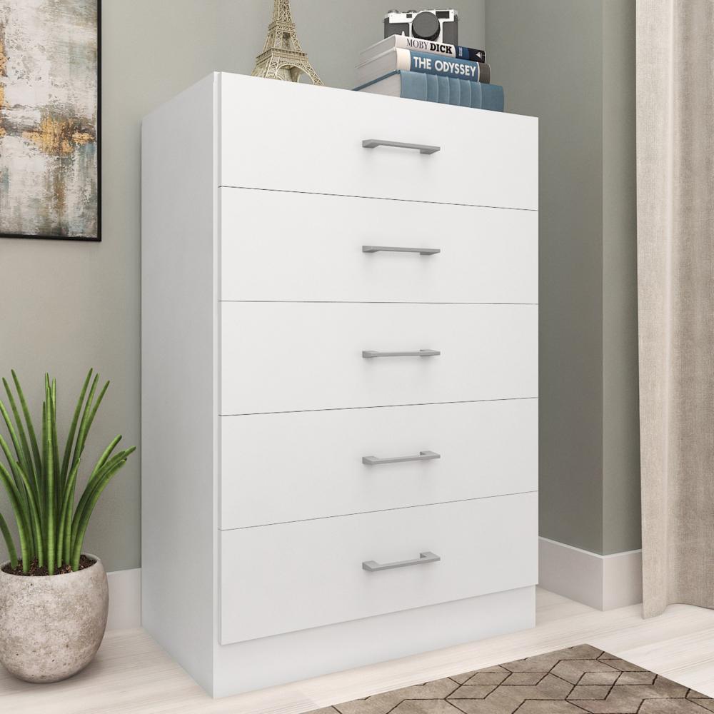 Cômoda Alta com 5 Gavetas 60cm Aruba CO900 Cor Branco - Fellicci Móveis
