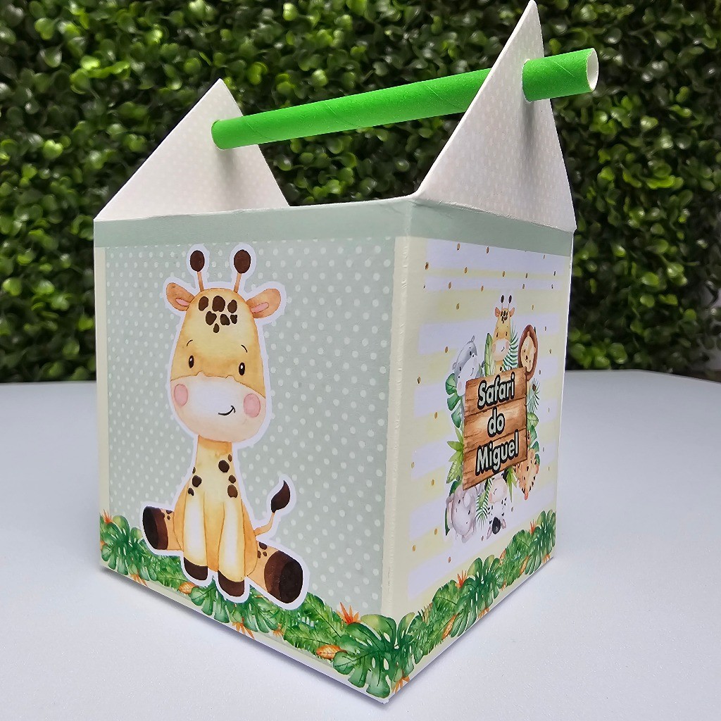 Caixa Canudo SAFARI MENINO VERDE - Personalizados - Festa infantil - Aniversário - Lembrancinha