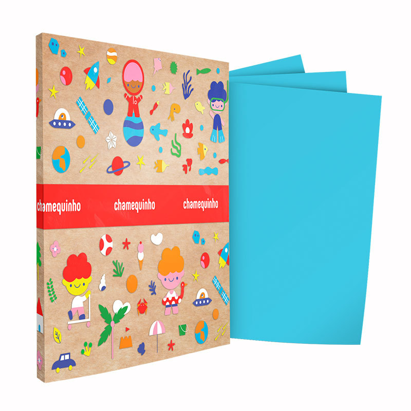Cartolina Azul 140g pacote com 100 folhas Chamequinho