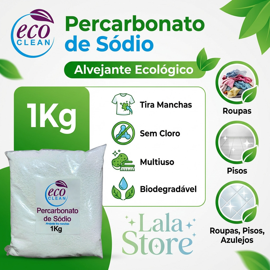 500g/1kg /2kg Percarbonato de Sódio 100% Puro Limpeza Em Geral Tira Manchas Roupas Brancas