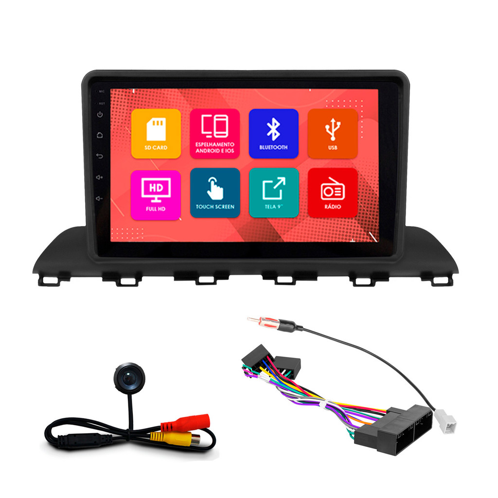 Kit Multimidia 9 Pol HB20 2020 2021 2022 2023 2024 Espelhamento Android Ios 2 Din Preto Camera Ré em Oferta na Shopee