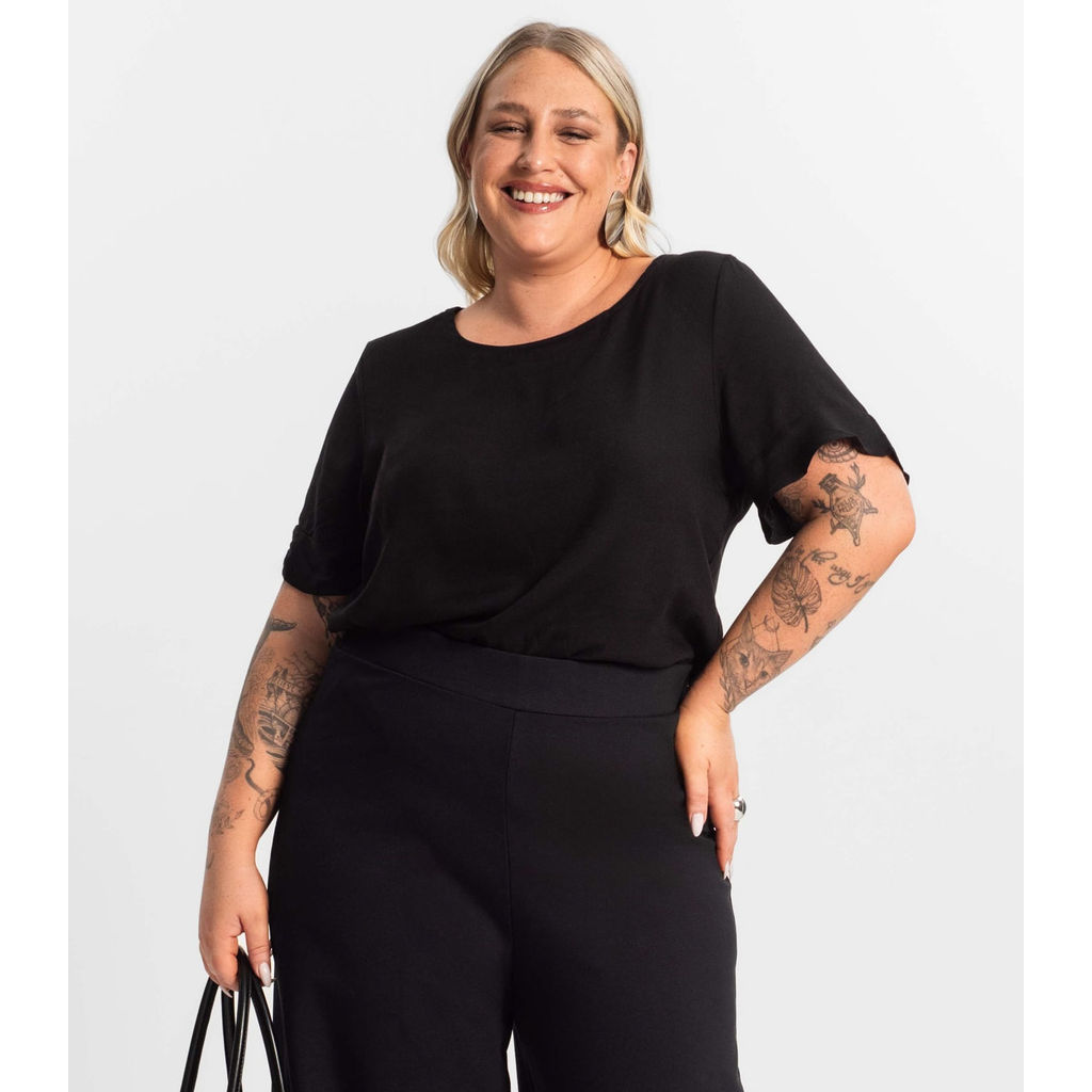 Blusa Plus Size Feminina Secret Glam Preto em Oferta na Shopee
