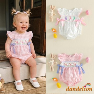 Macacão De Páscoa Para Bebês Meninas Rosa Guingão Babado Manga Esvoaçante Smocked Coelho Arco Peça Única em Oferta na Shopee