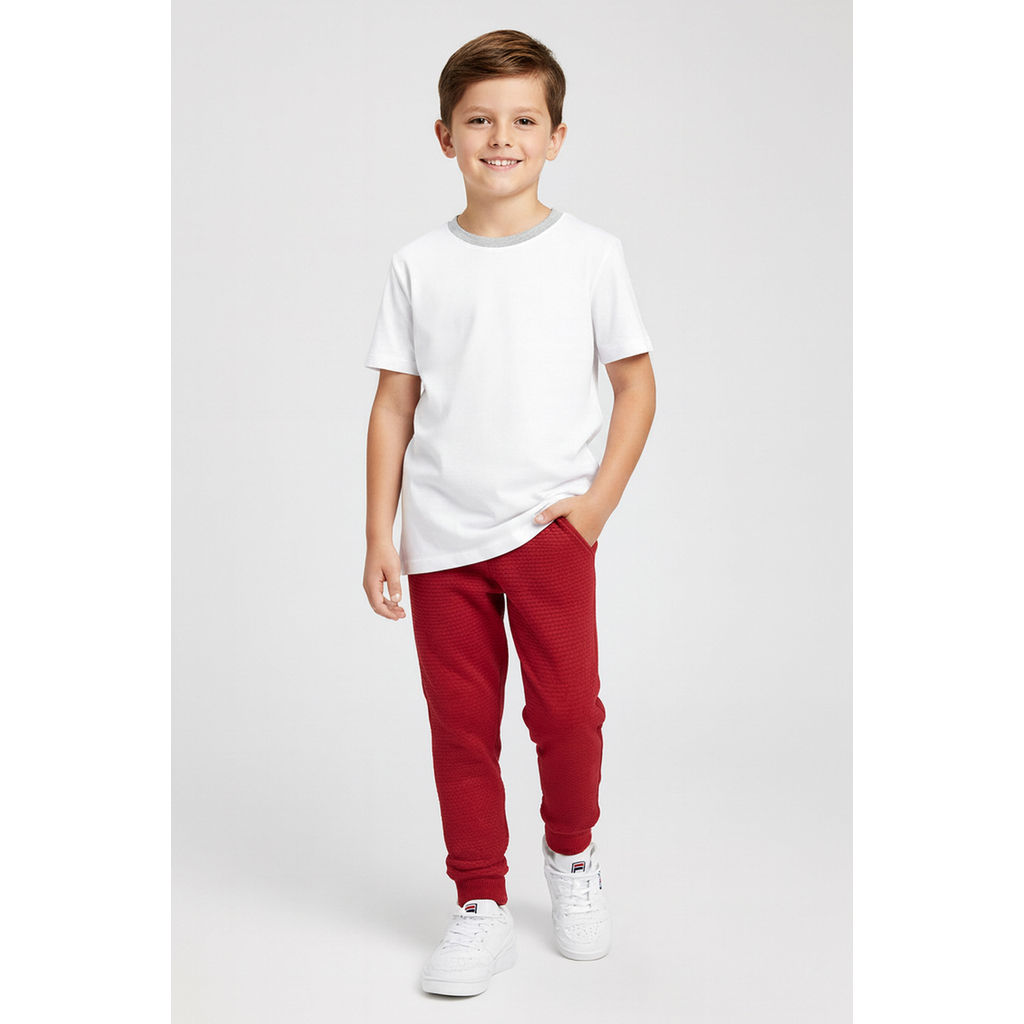 Calça Infantil Menino Moletinho Texturizado Elian Vermelho em Oferta na Shopee