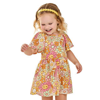 Vestido Infantil Menina Floral Alegre Elian Amarelo em Oferta na Shopee