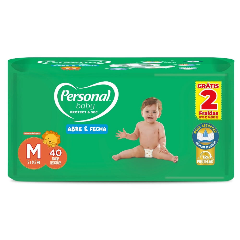 Fralda Personal Baby Protect & Sec Abre e Fecha M 40 Unidades em Oferta na Shopee