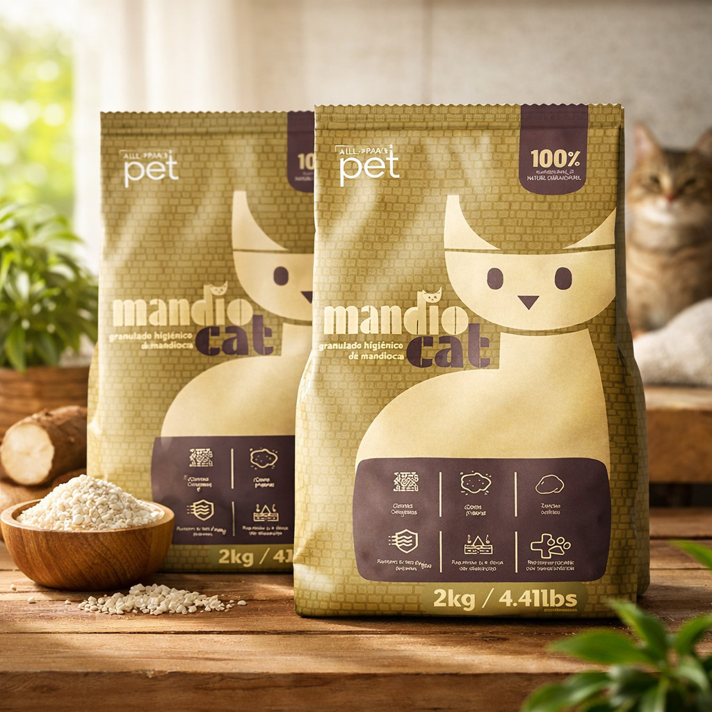 Kit com 2 Pacotes de Areia Higiênico Natural para Gatos Mandiocat – Absorção Rápida, Forma Torrões e Menos Odores em Oferta na Shopee