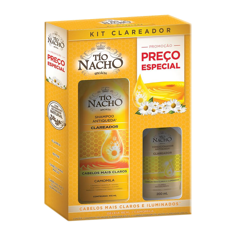Shampoo Tio Nacho Antiqueda Clareador 415ml + Condicionador Tio Nacho Antiqueda Clareador 200ml Preço Especial em Oferta na Shopee