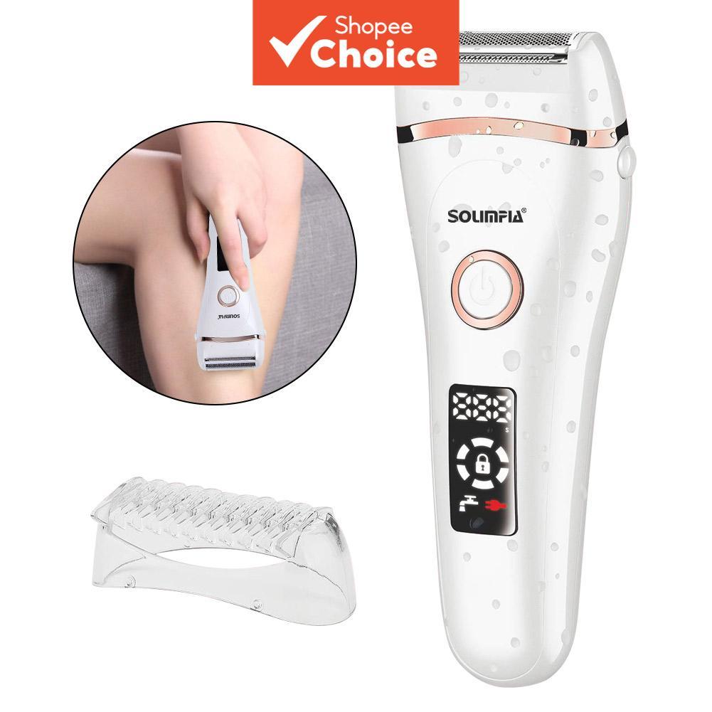Navalha Elétrica Feminina SOLIMPIA - Barbeador a Seco/Molhado Sem Fio, Depilador de Corpo Suave, Aparador de Pelos de