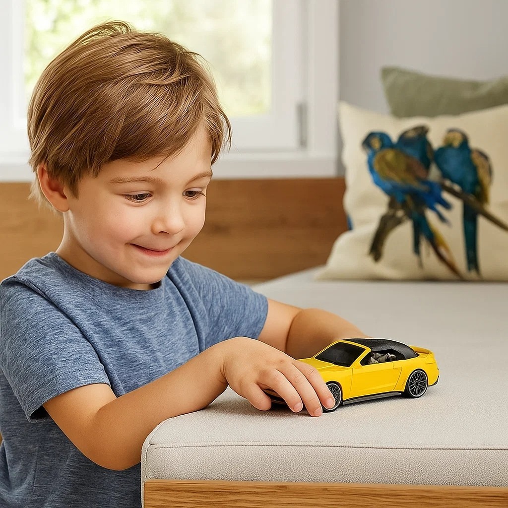 Carrinho de Brinquedo Esportivo Amarelo com Capô que Abre para Presente de Criança achadinho