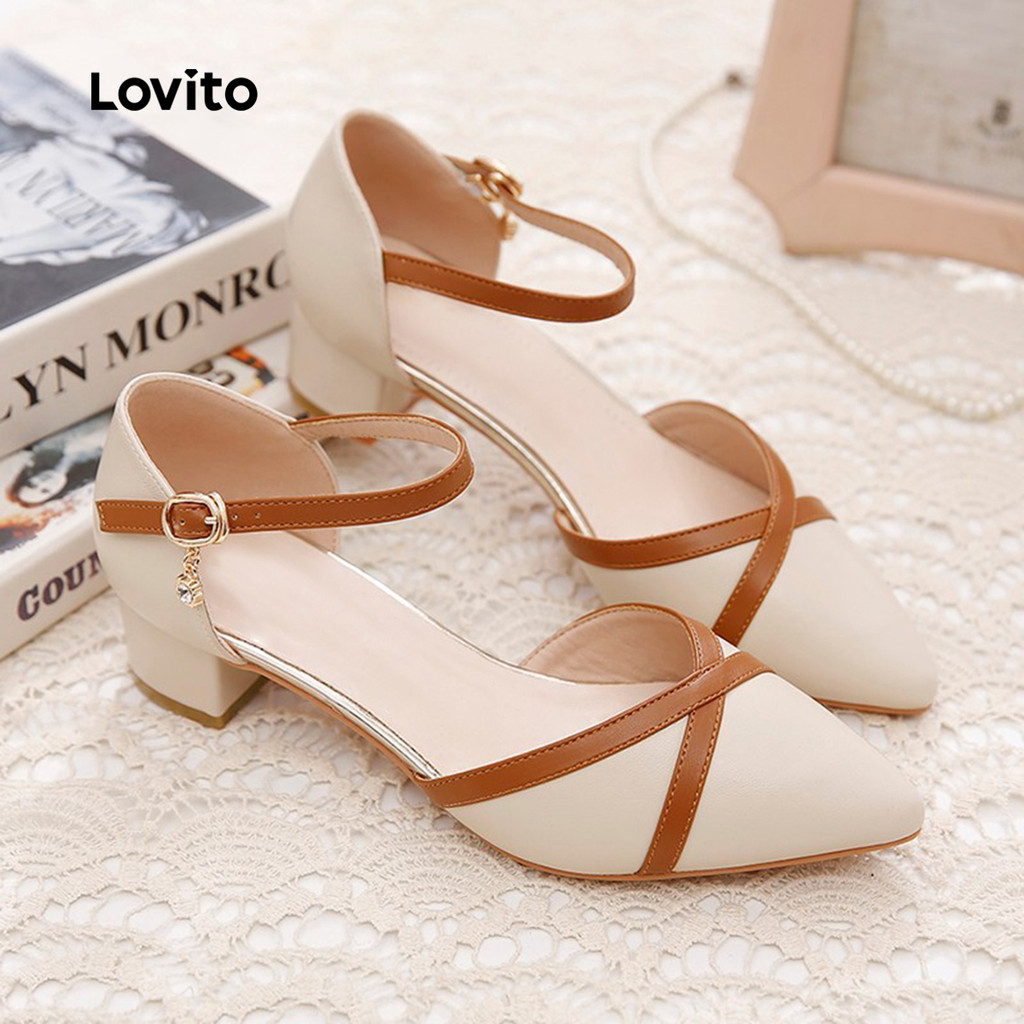 Lovito Saltos Elegantes Coloridos de Tiras Cruzadas e Plataforma para Mulheres LFA90262 em Oferta na Shopee