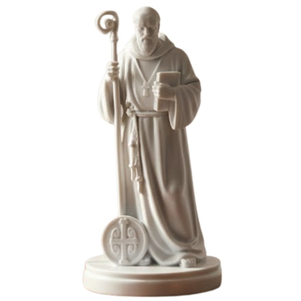 Estátua São Bento Proteção Fé Cristã 3 Tamanhos 10 a 20cm