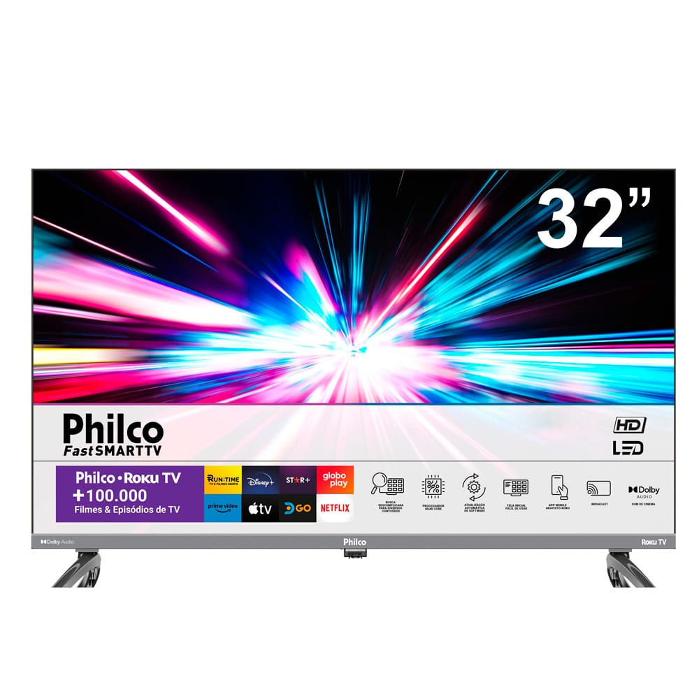 Imagem Smart TV LED 32 Polegadas PTV32K34RKGB Roku TV Philco