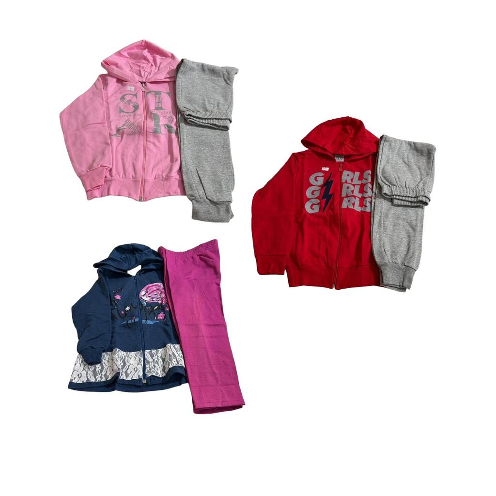 KIT 3 CONJUNTO MOLETOM INVERNO MENINA SORTIDO PARA BEBÊS