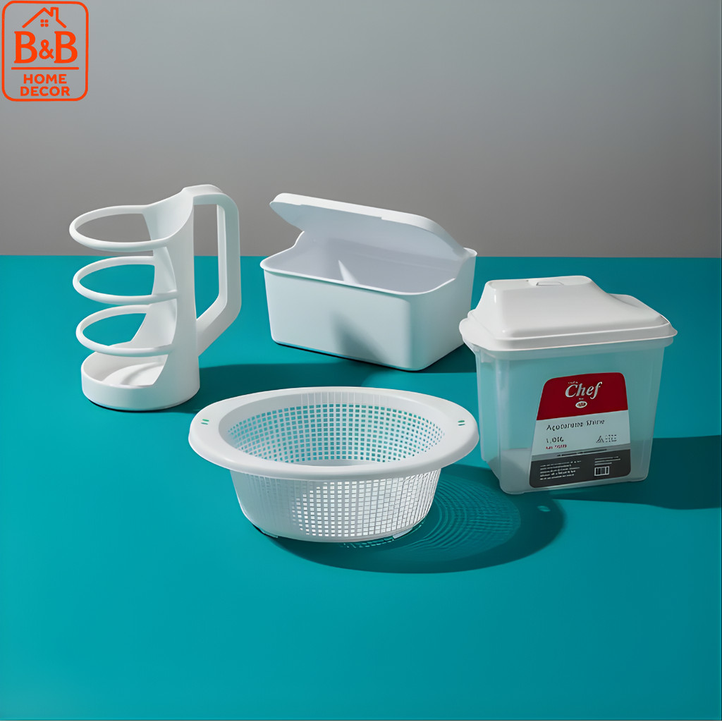 Kit Chef Branco 4 Peças para Cozinha com Visual Clean e Moderno Funcional e Visual Sofisticado