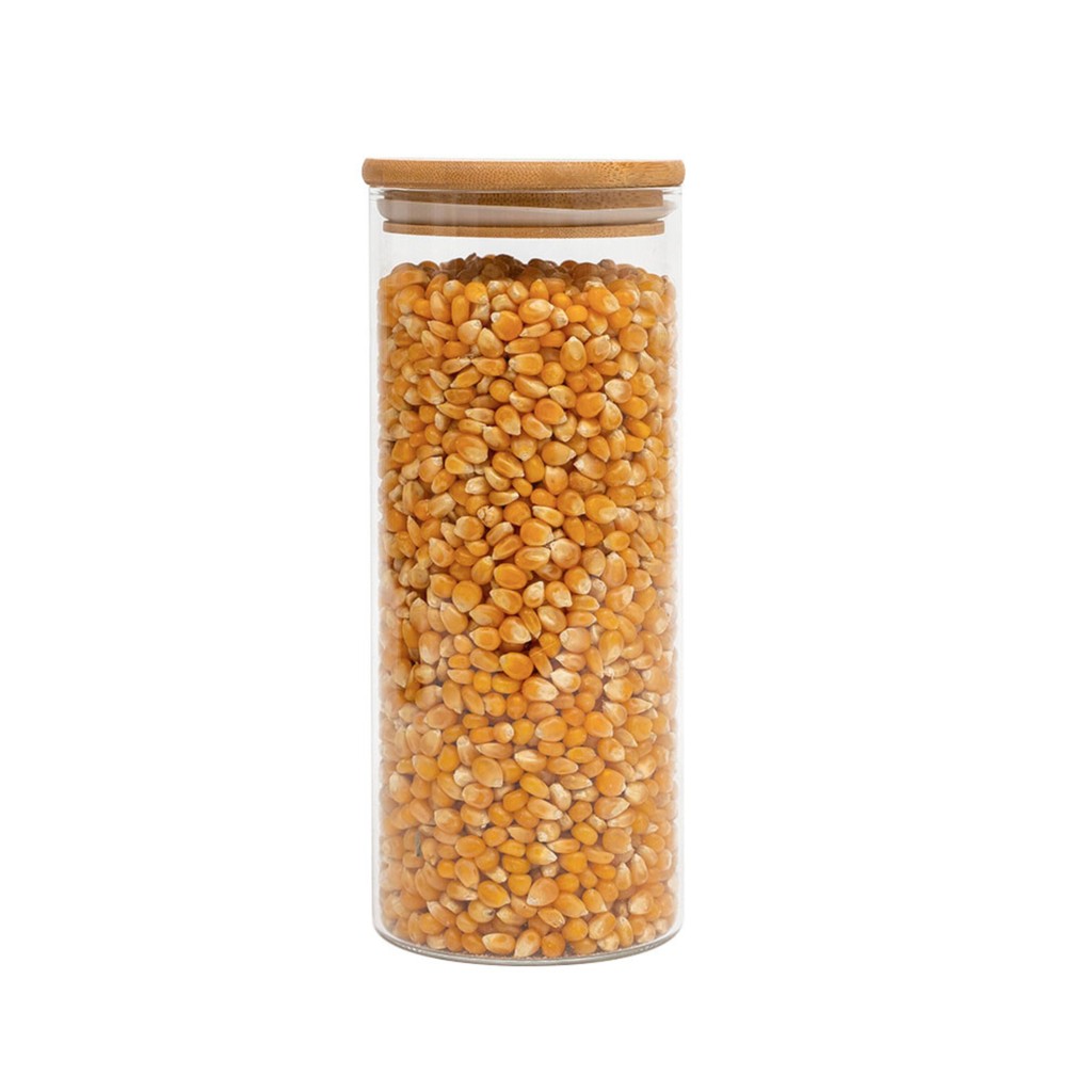 Pote de vidro 800ml com tampa de bambu hermético redondo - Tüd