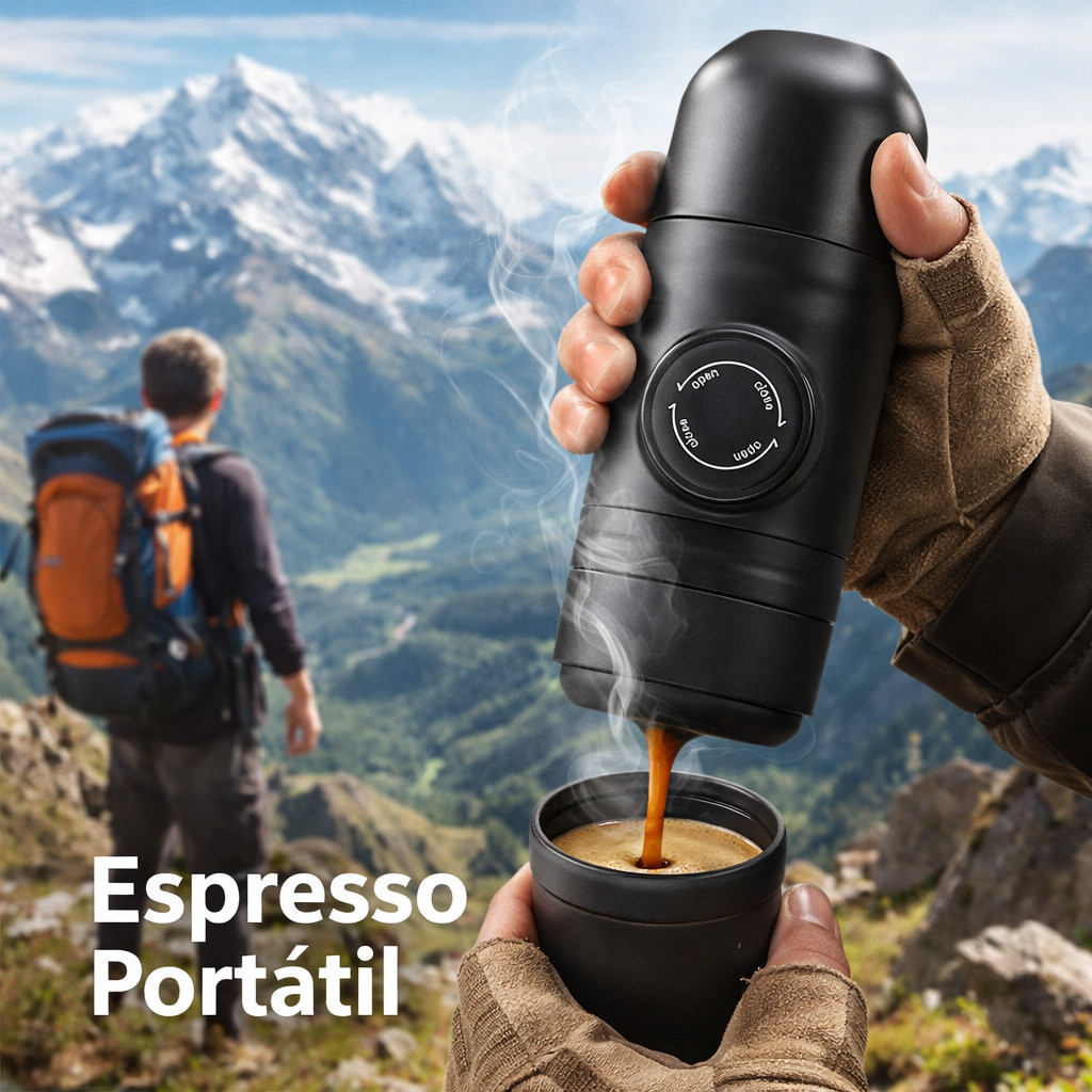 Mini Cafeteira Expresso Portátil Manual Sem Energia Ideal para Viagem, Carro e Camping — R$ 93,99 em Shopee, 50% OFF