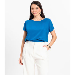 Blusa Feminina manga curta Infinita Cor Azul em Oferta na Shopee