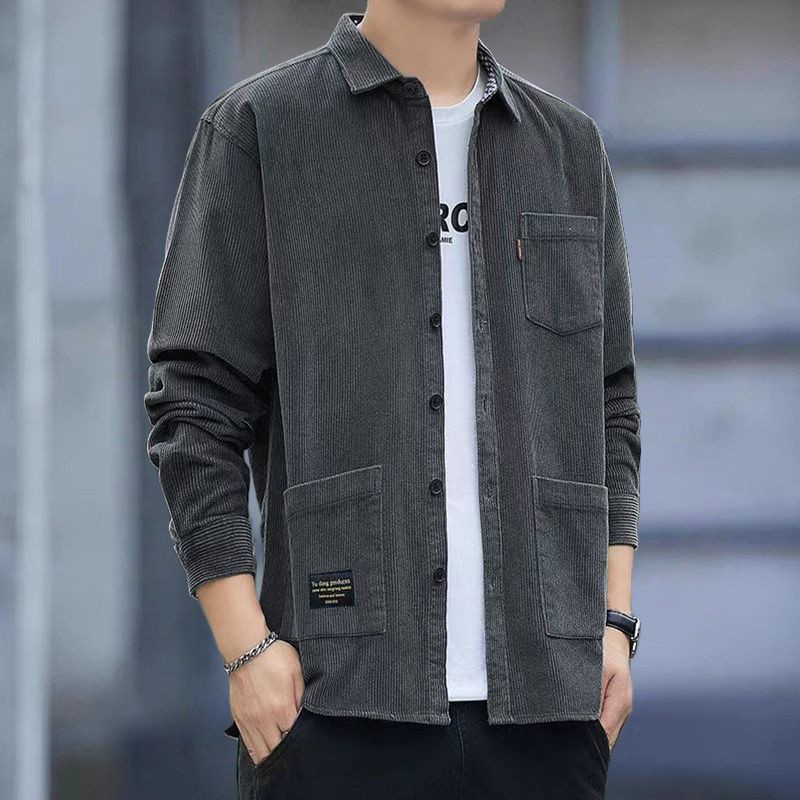 Masculino Casual veludo camisa de manga comprida simples Cardigan bonito camisa de alta qualidade luz luxo moda rua Wear