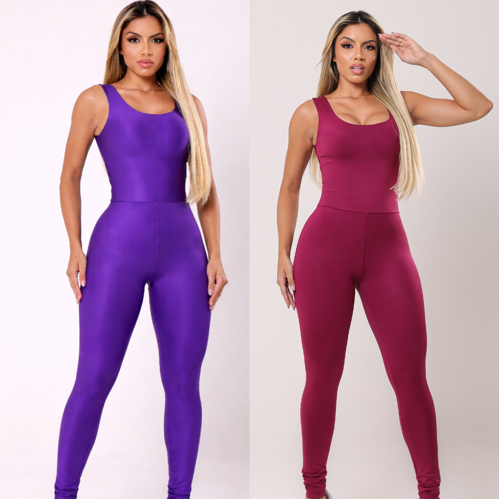 KIT 2 MACACÃO FITNES LONGO FEMININO ACADEMIA TREINO MUSCULAÇÃO