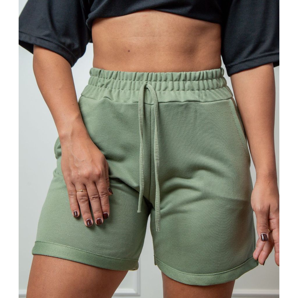 Shorts Feminino Com Bolsos Good Bless Verde em Oferta na Shopee