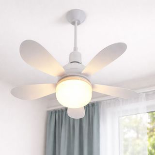 Ventilador Teto Silencioso Mini Com Luminária Led Bulbo 6 Pás Bivolt Branco frio quente neutro