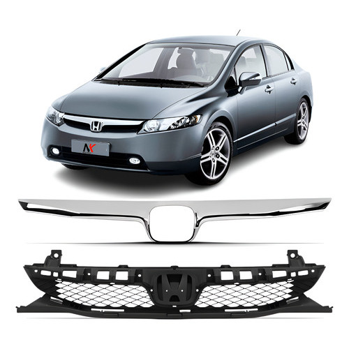 Grade Central Completa New Civic 2009 2010 2011 Moldura Cromada em Oferta na Shopee