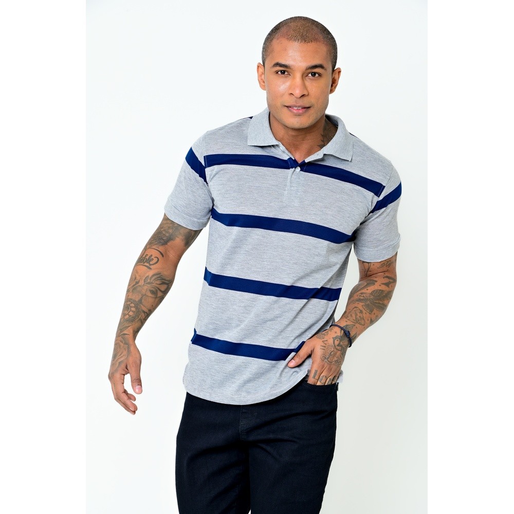 Camiseta Gola Polo Zek Masculina Listrada Slim em Oferta na Shopee