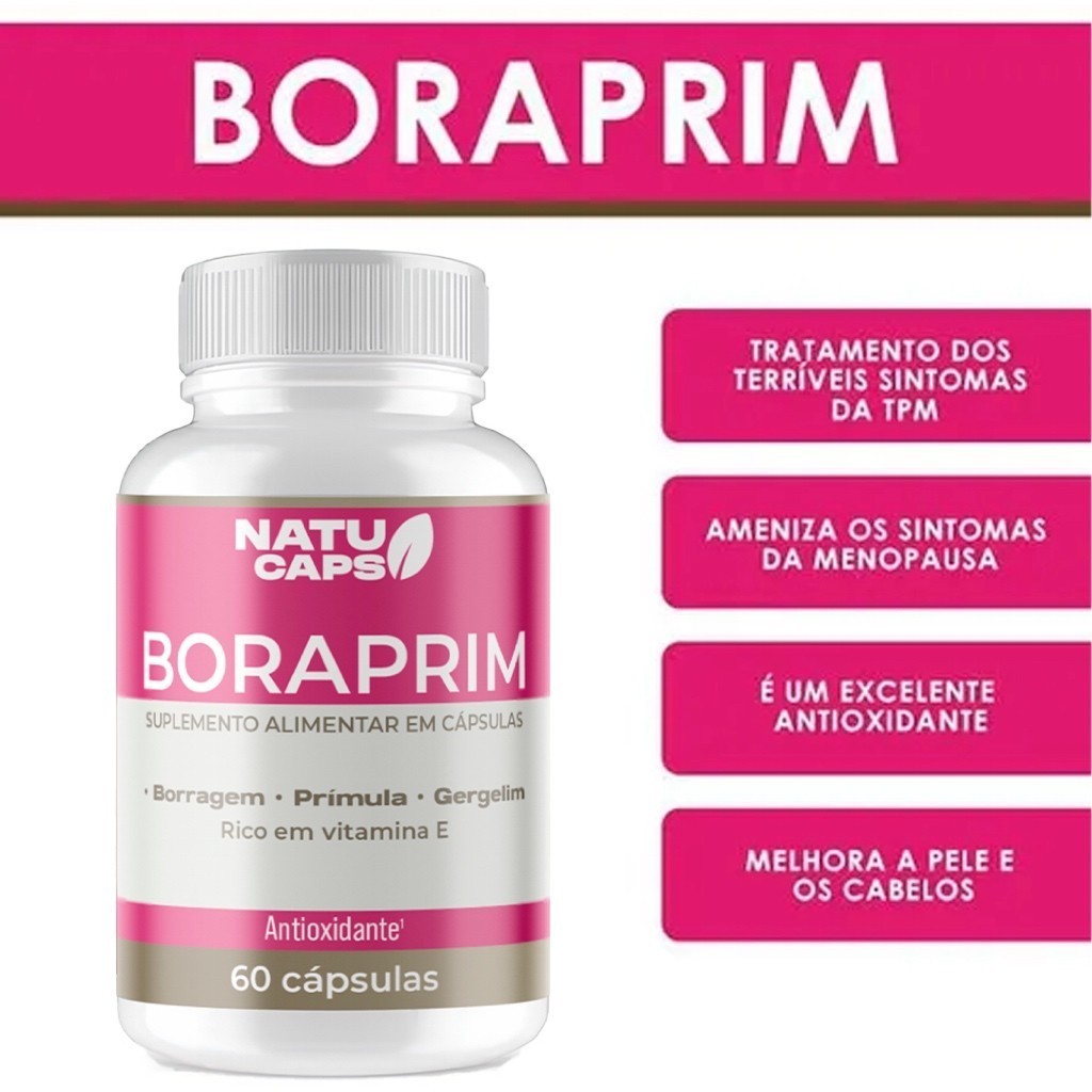 Boraprim 60 Cápsulas - Óleo de Prímula Borragem e Gergelim - Ômega 6 e 9 -  Envio em 24 horas. Envio Imediato.